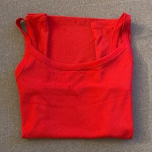 NWT No Boundaries Ribbed Red Scoop front low back Pullover thin strap Cami NOBO